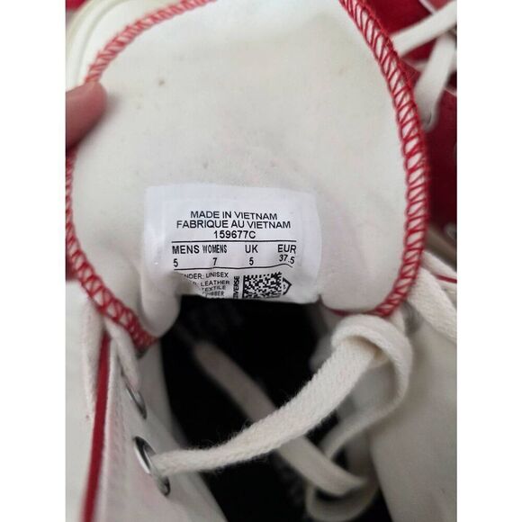 CONVERSE CHUCK TAYLOR ALL STAR "BIG C LOGO" HIGH TOP RED LEATHER SHOES SIZE W7/M - Picture 11 of 11